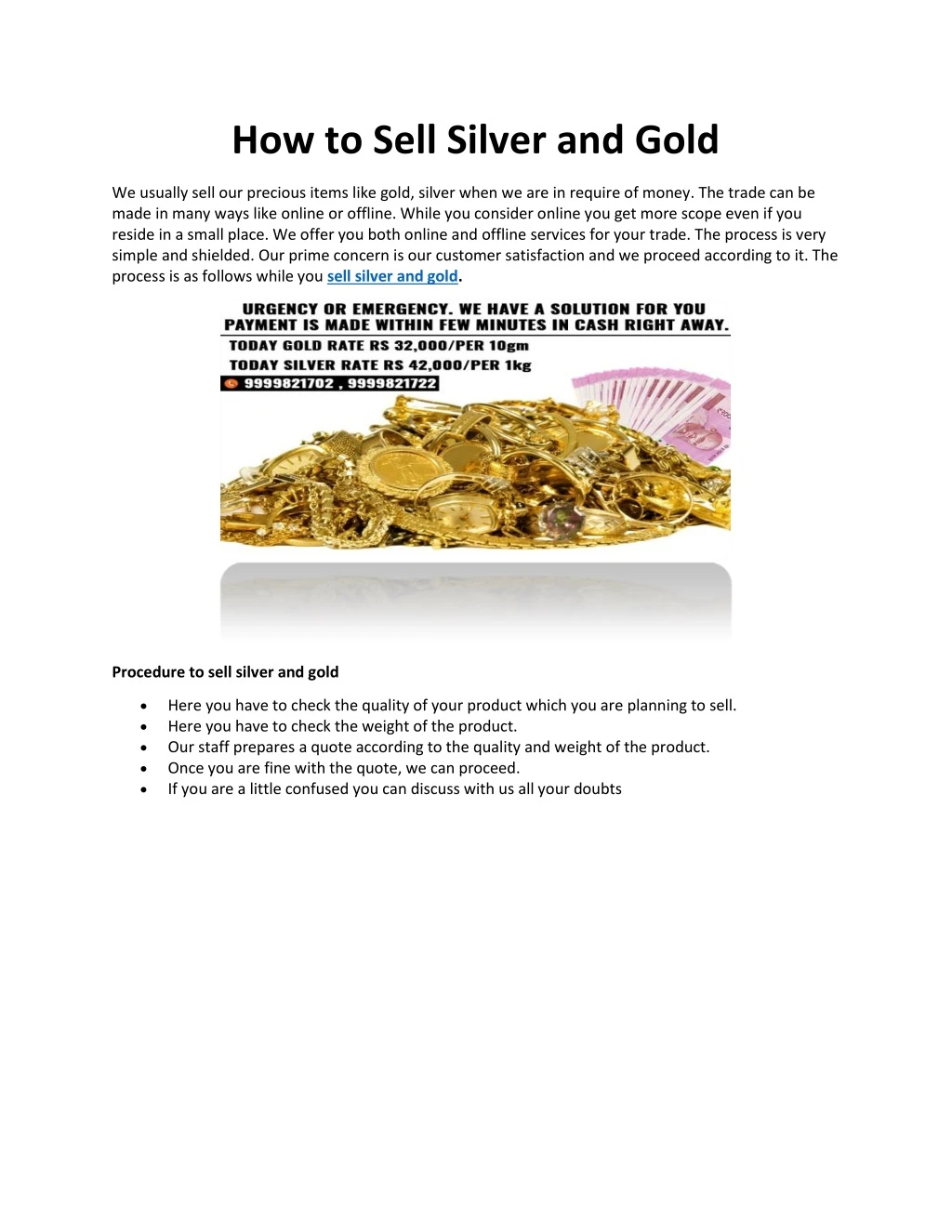 how to sell silver and gold