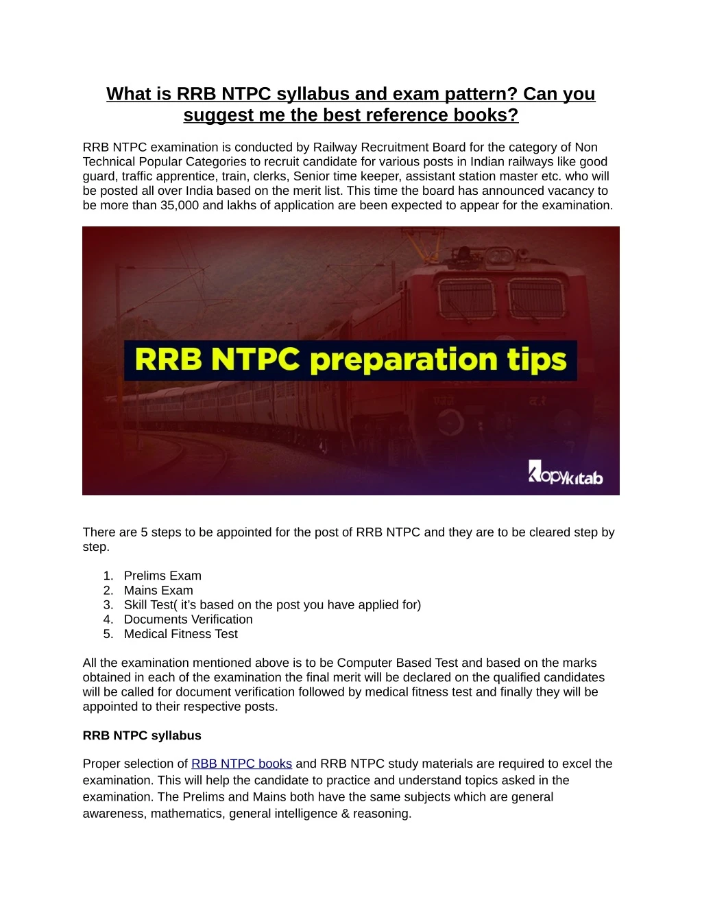 what is rrb ntpc syllabus and exam pattern