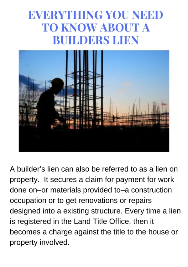 Everything You Need to Know About a Builders Lien