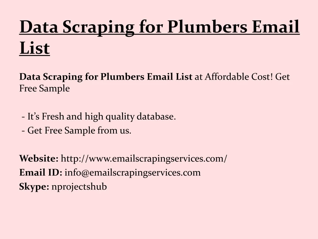 data scraping for plumbers email list
