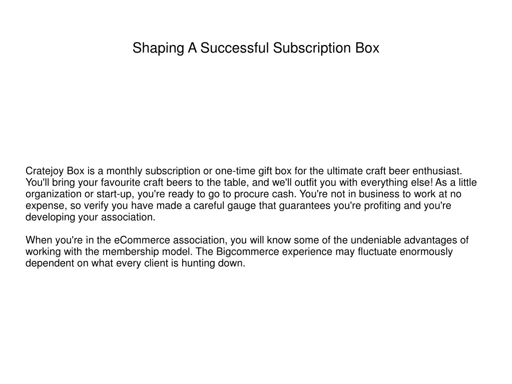shaping a successful subscription box