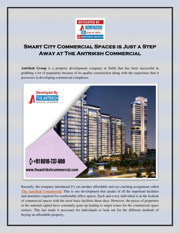 Smart City Commercial Spaces is Just a Step Away at The Antriksh Commercial