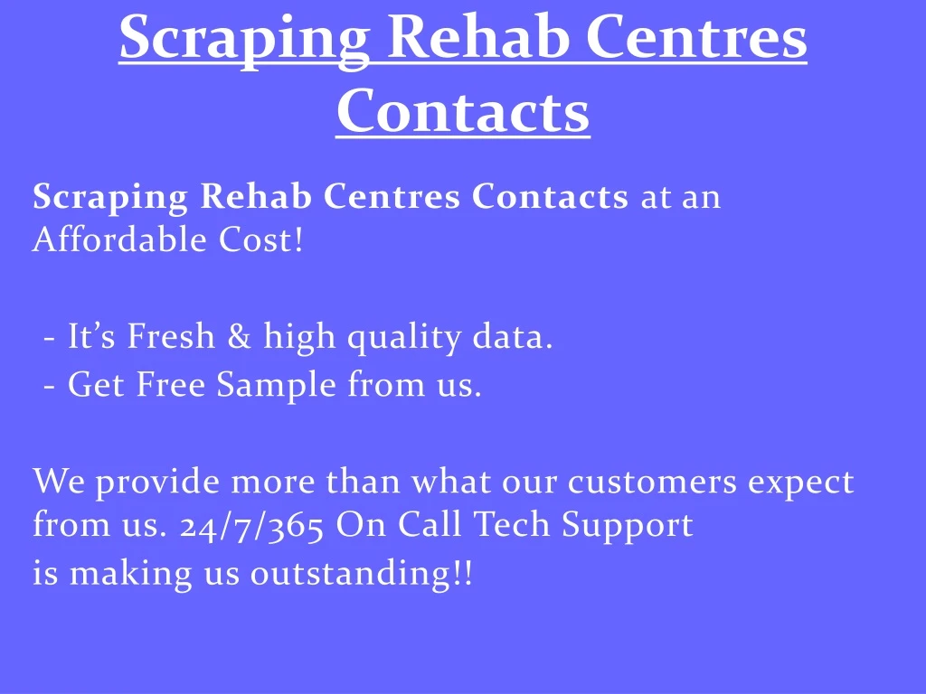 scraping rehab centres contacts