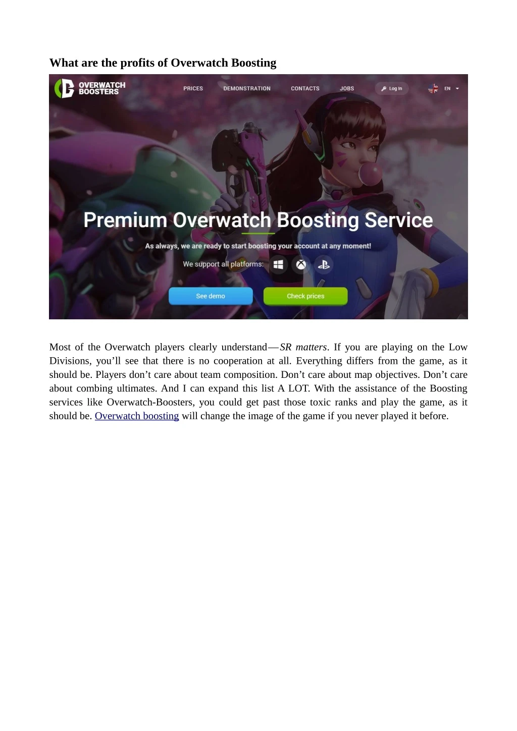 what are the profits of overwatch boosting