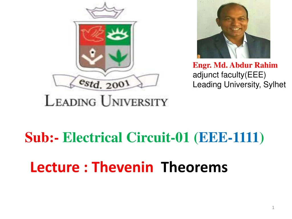 lecture thevenin theorems