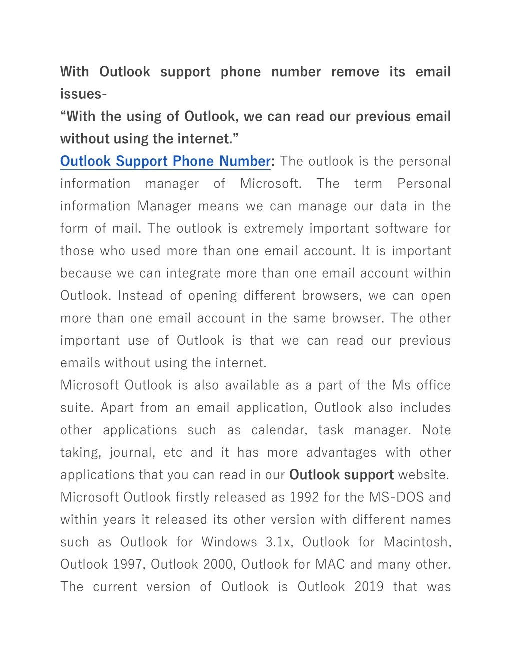 with outlook support phone number remove its email