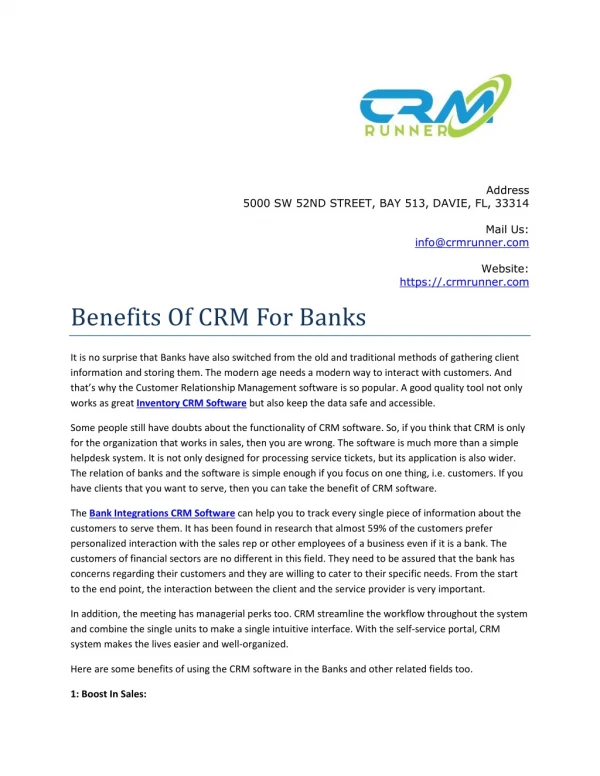 Benefits of crm for banks