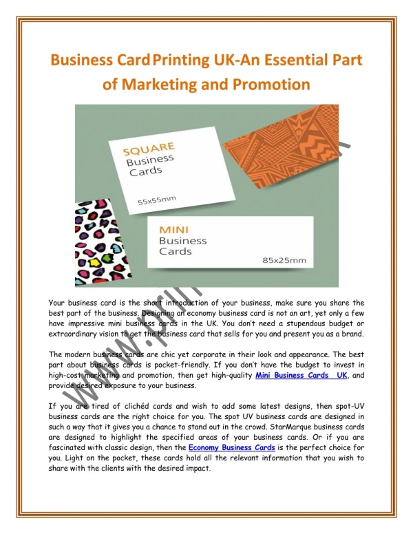 Business Cards Printing UK an Essential Part of Marketing and Promotion