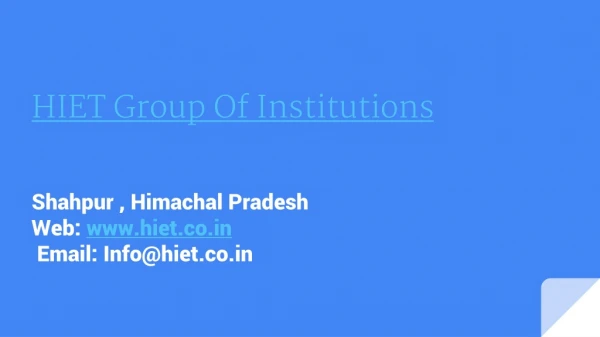 Hotel Management | Best College In Himachal Pradesh | HIET