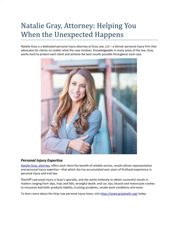 Natalie Gray, Attorney: Helping You When the Unexpected Happens
