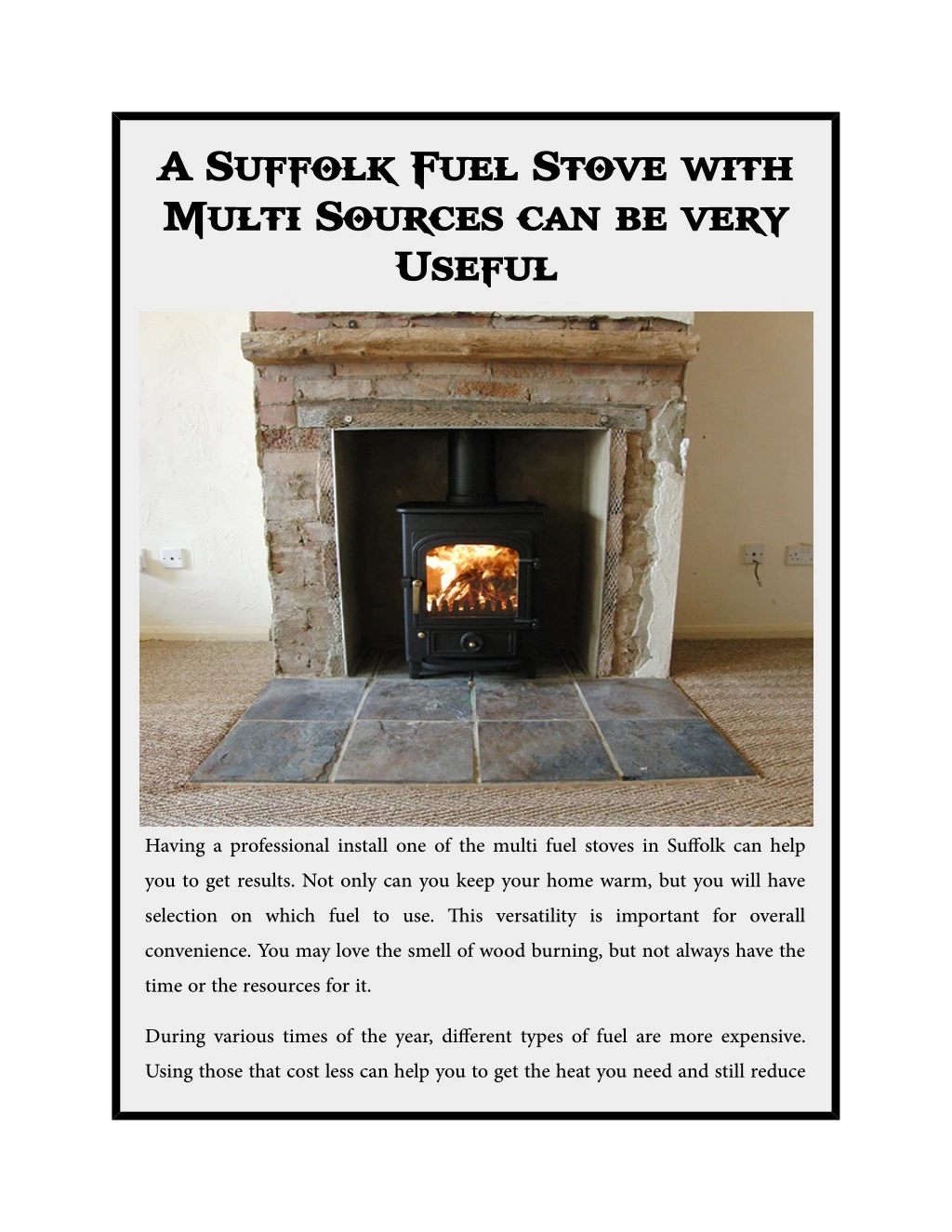 a suffolk fuel stove with a suffolk fuel stove