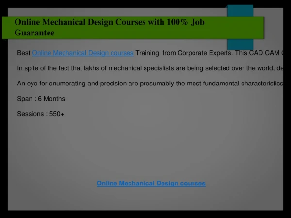 Online Mechanical Design Courses with 100% Job Guarantee
