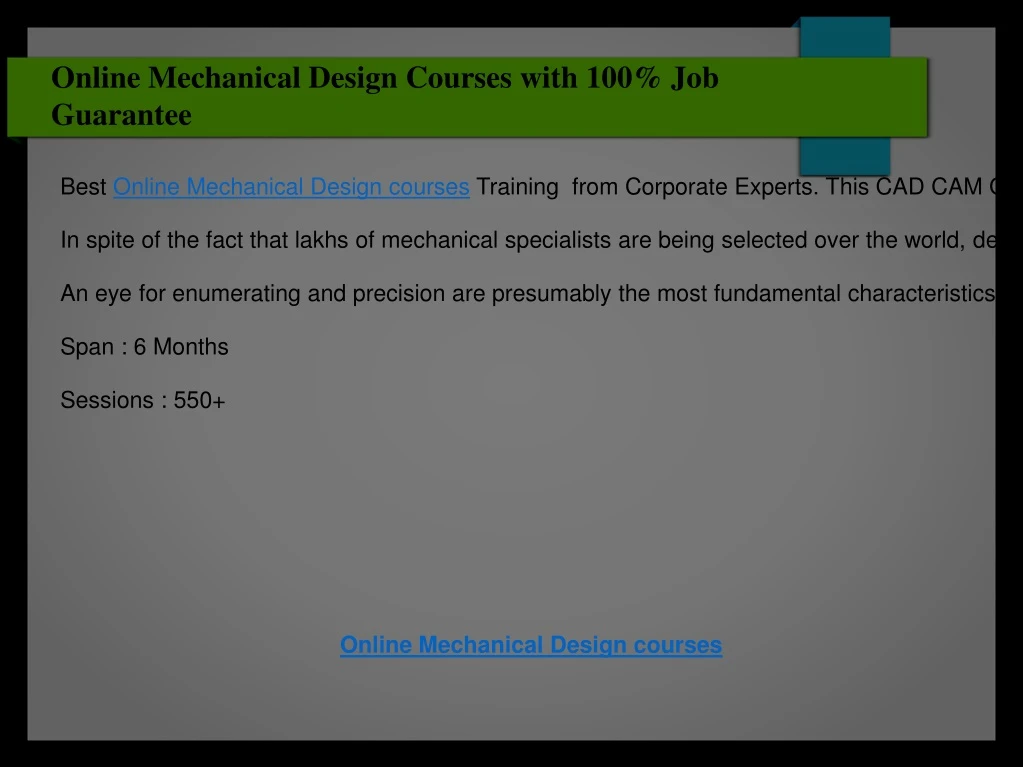 online mechanical design courses with 100 job guarantee