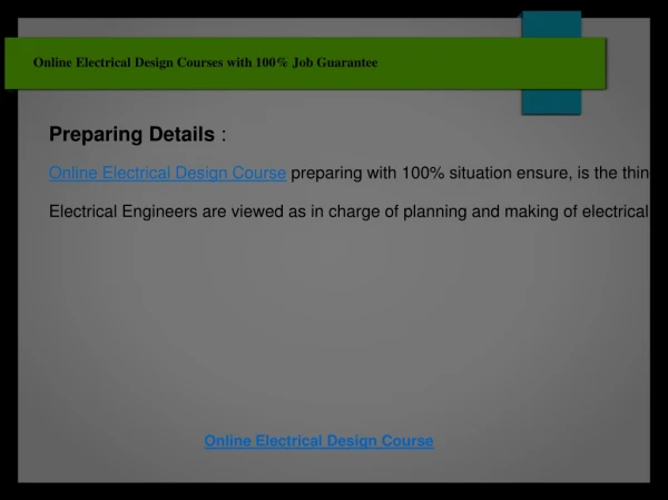 Online Electrical Design Courses with 100% Job Guarantee