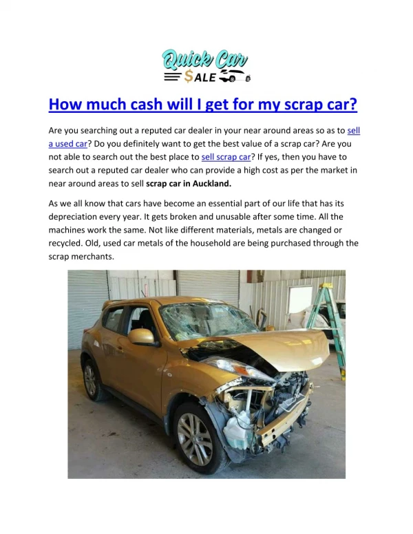 How much cash will I get for my scrap car in Auckland?
