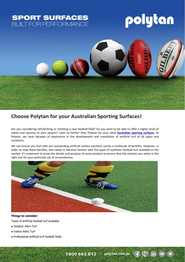 Choose Polytan for your Australian Sporting Surfaces!