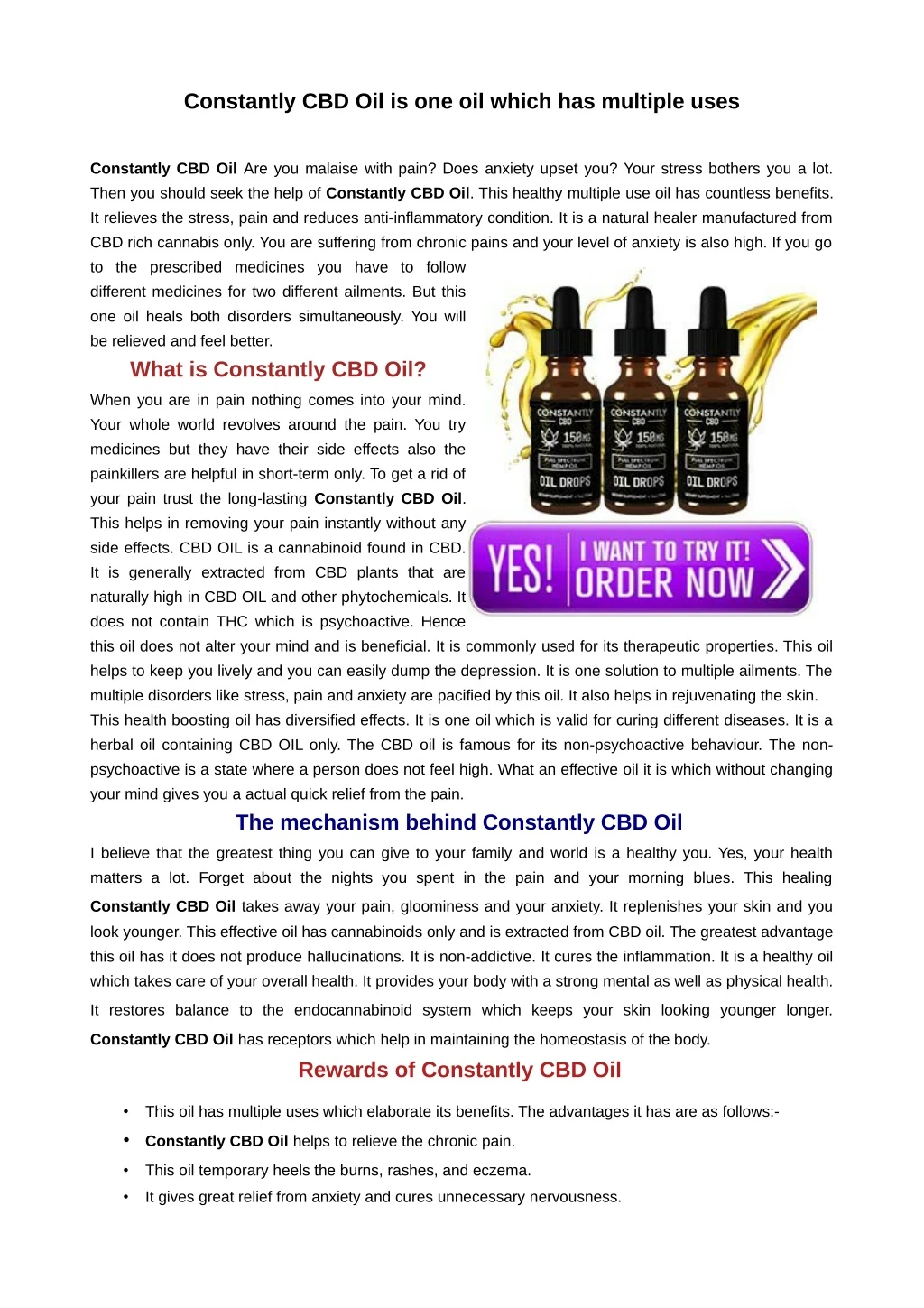 constantly cbd oil is one oil which has multiple