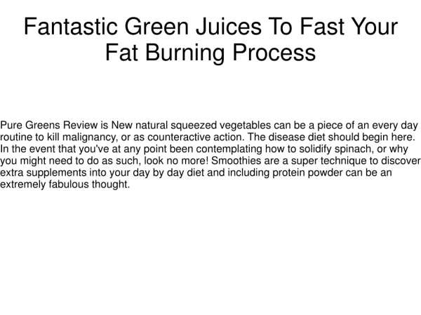 Fantastic Green Juices To Fast Your Fat Burning Process