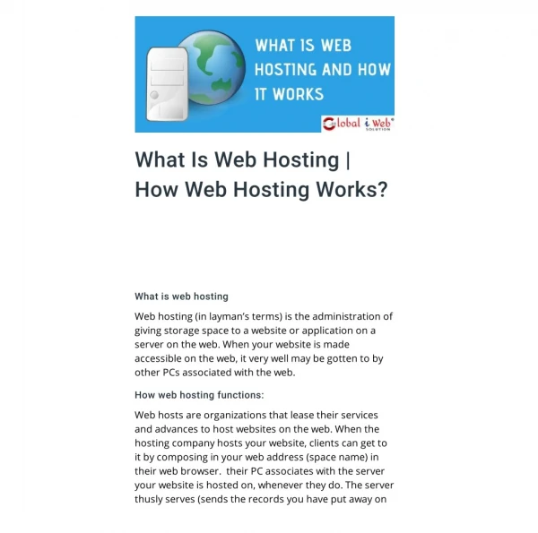 What Is Web Hosting And How Web Hosting Works