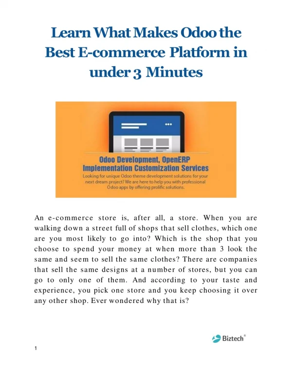 Learn What Makes Odoo the Best E-commerce Platform in under 3 Minutes