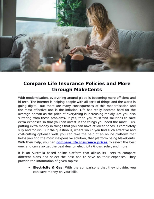 Compare Life Insurance Policies and More through MakeCents