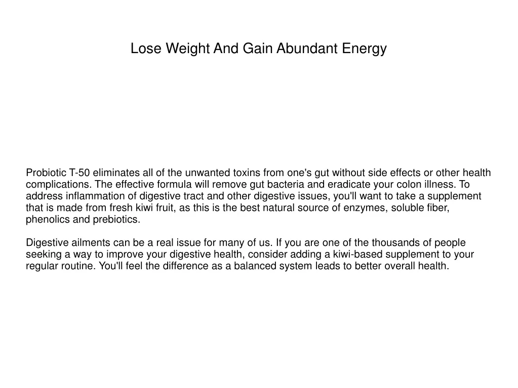 lose weight and gain abundant energy