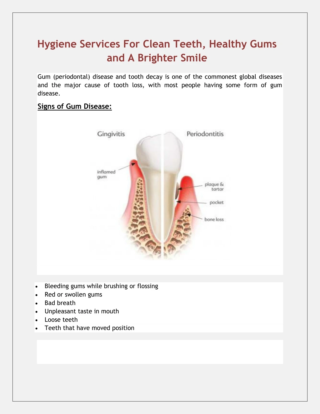 hygiene services for clean teeth healthy gums
