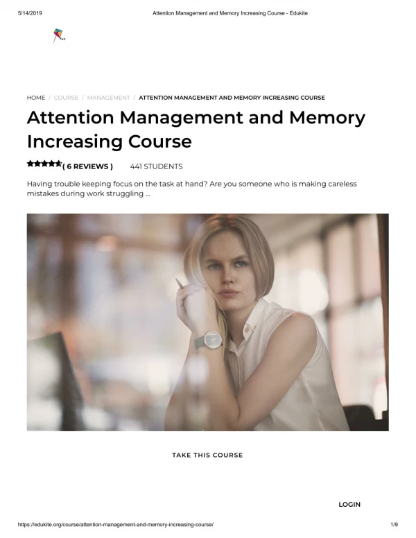 Attention Management and Memory Increasing Course - Edukite