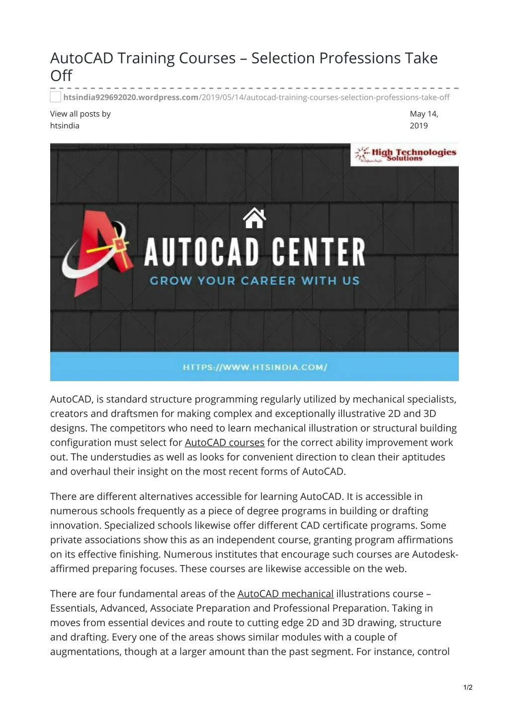 autocad training courses selection professions