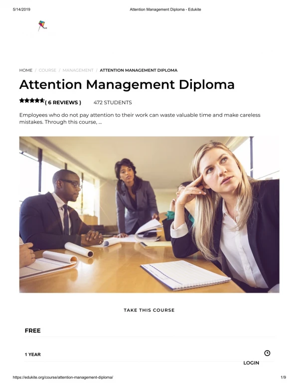 Attention Management Diploma - Edukite