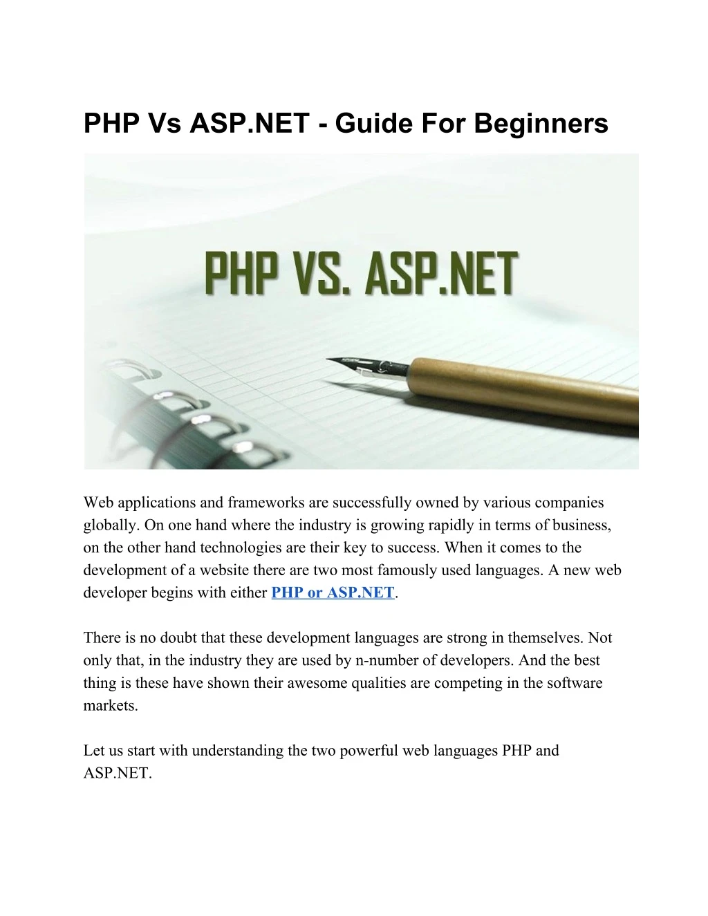 php vs asp net guide for beginners