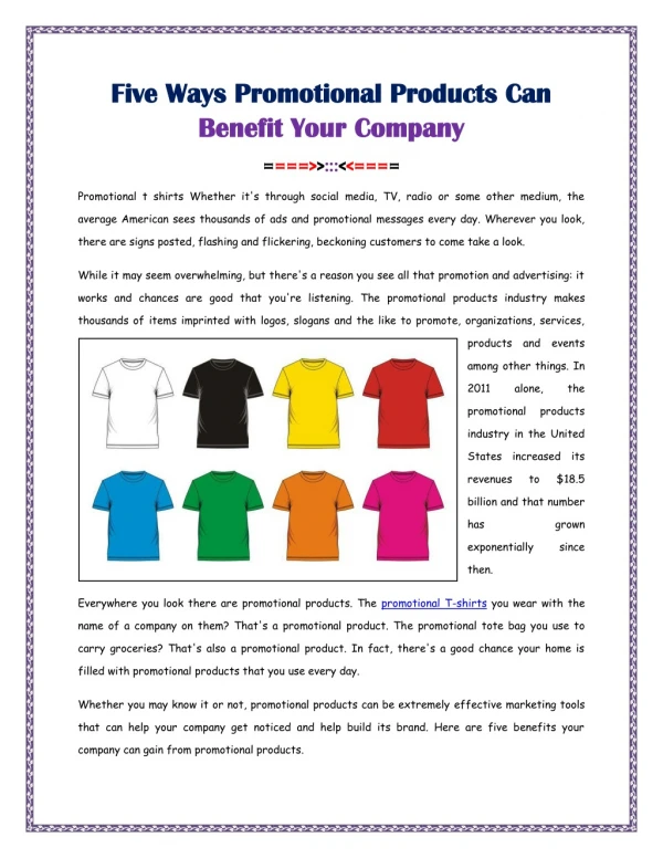 Five Ways Promotional Products Can Benefit Your Company