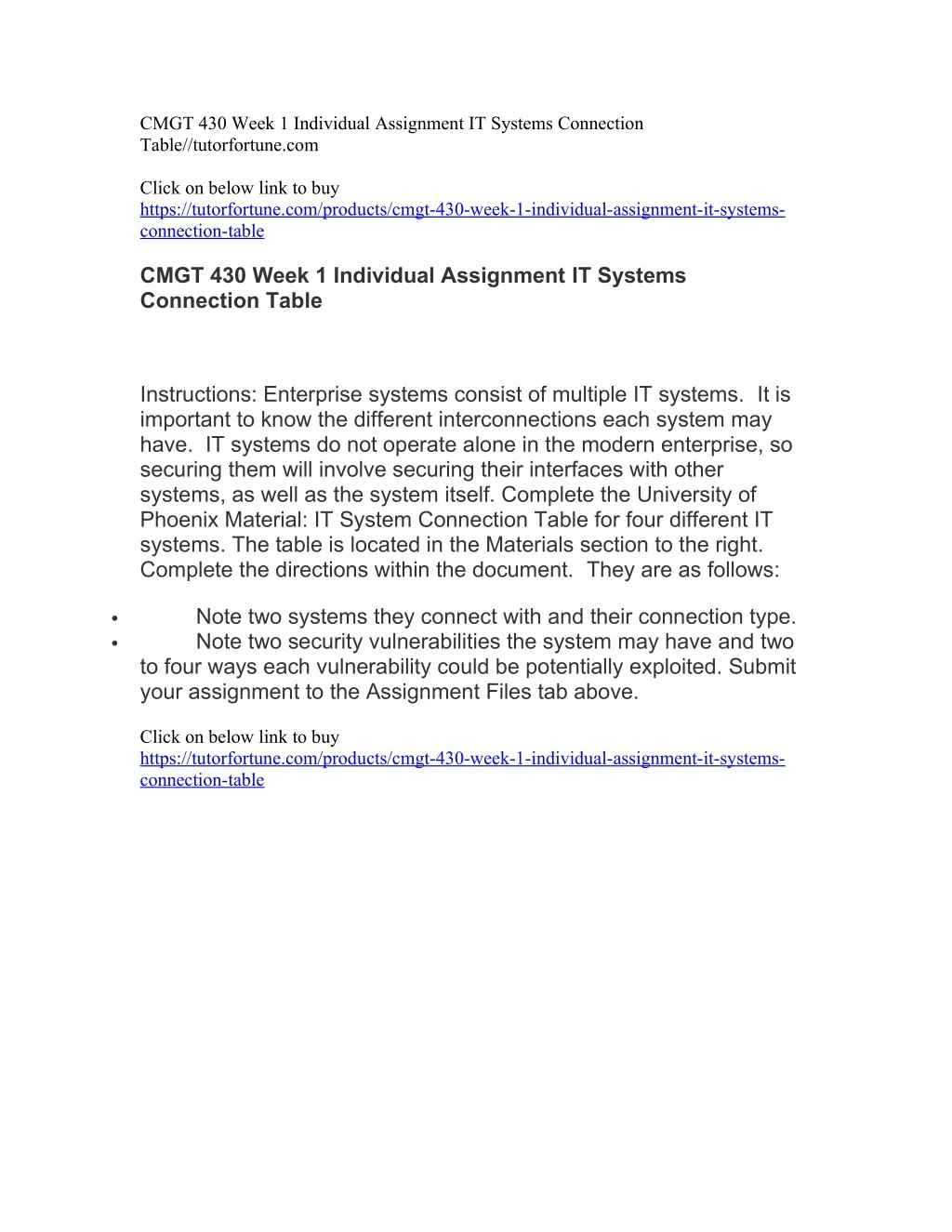 cmgt 430 week 1 individual assignment it systems