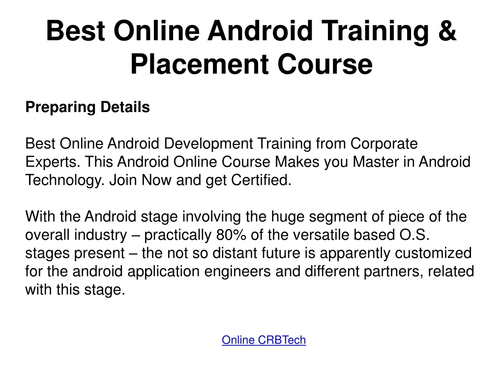 best online android training placement course