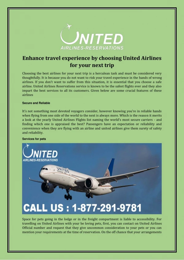 Enhance travel experience by choosing United Airlines for your next trip