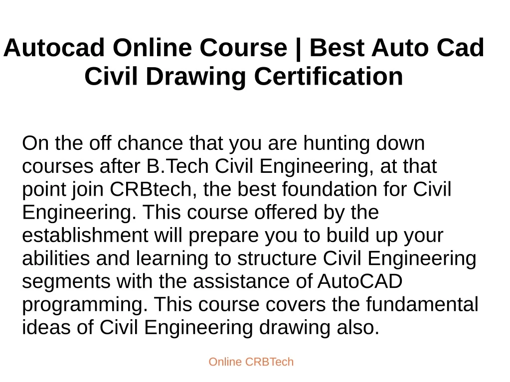 autocad online course best auto cad civil drawing
