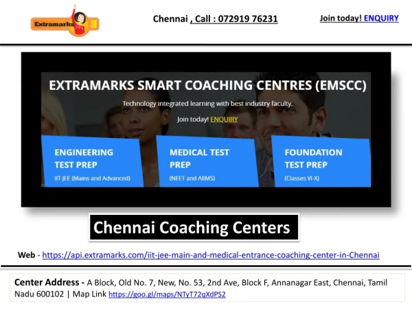 IIT-JEE/NEET/Foundation Study Centers In Anna Nagar Chennai