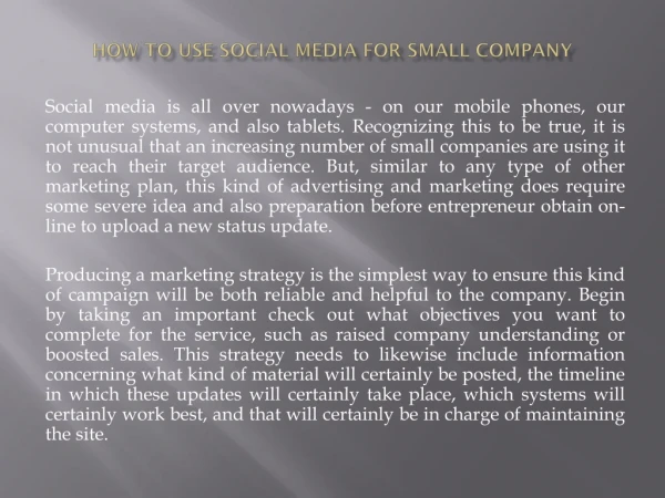 How to Use Social Media for Small Company