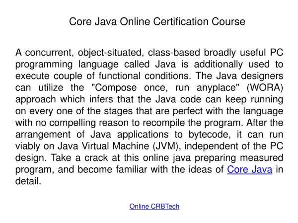 Core Java Online Course | Core Java Programming Certification