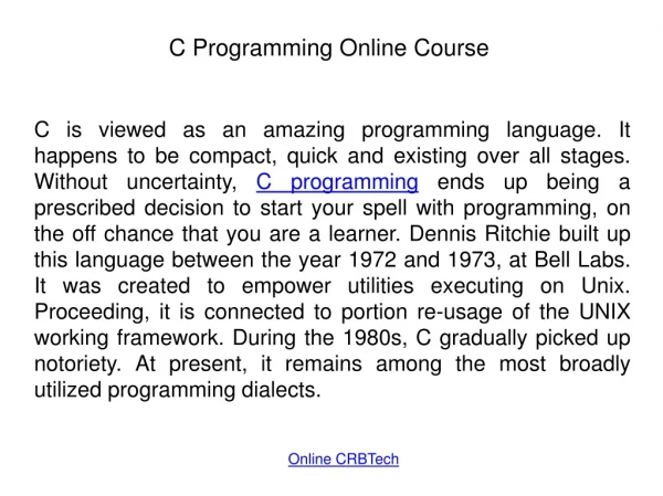C Programming Online Course | Best C Programming Certification