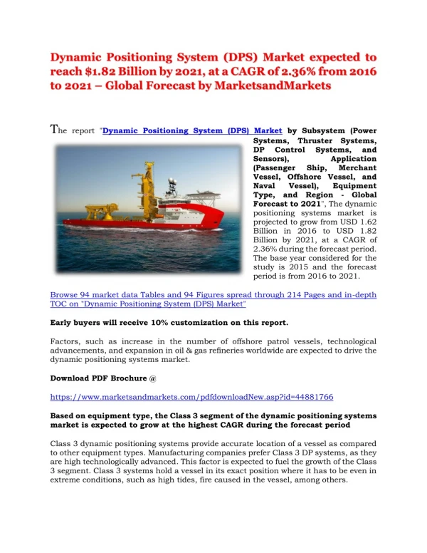 dynamic positioning system dps market expected