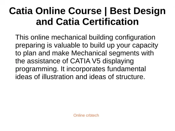 Catia Online Course