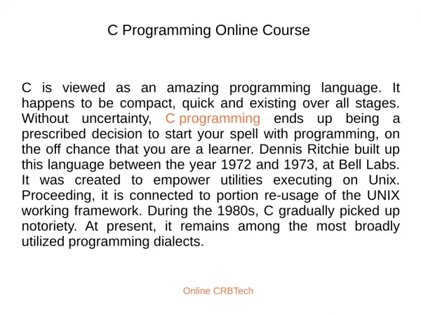 C Programming Online Course | Best C Programming Certification