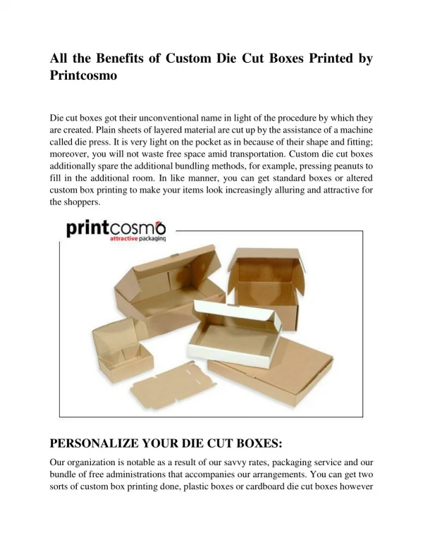 All the Benefits of Custom Die Cut Boxes Printed by Printcosmo