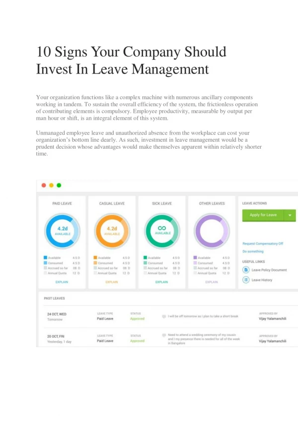 10 Signs Your Company Should Invest In Leave Management
