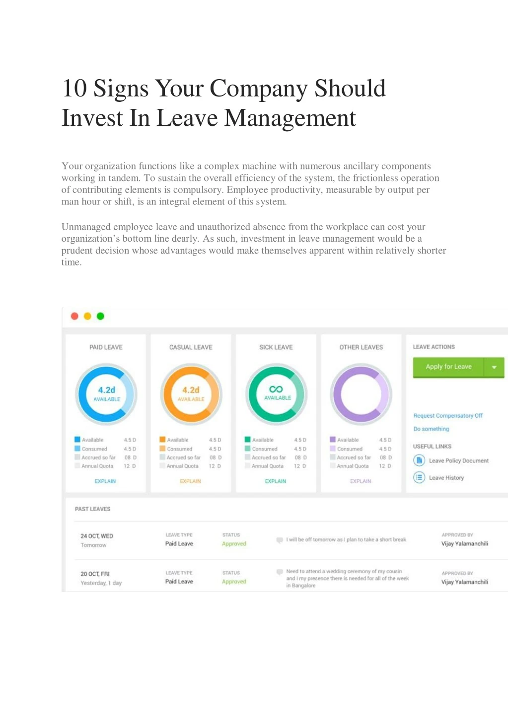10 signs your company should invest in leave