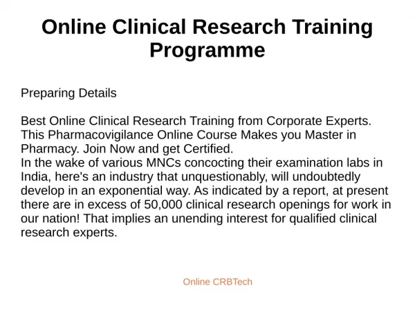 Clinical Research Online Courses