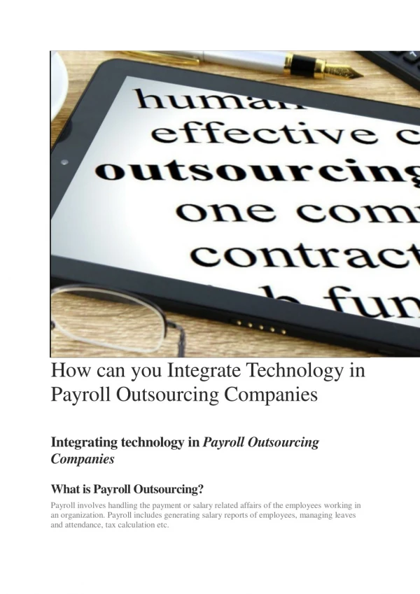 How can you Integrate Technology in Payroll Outsourcing Companies