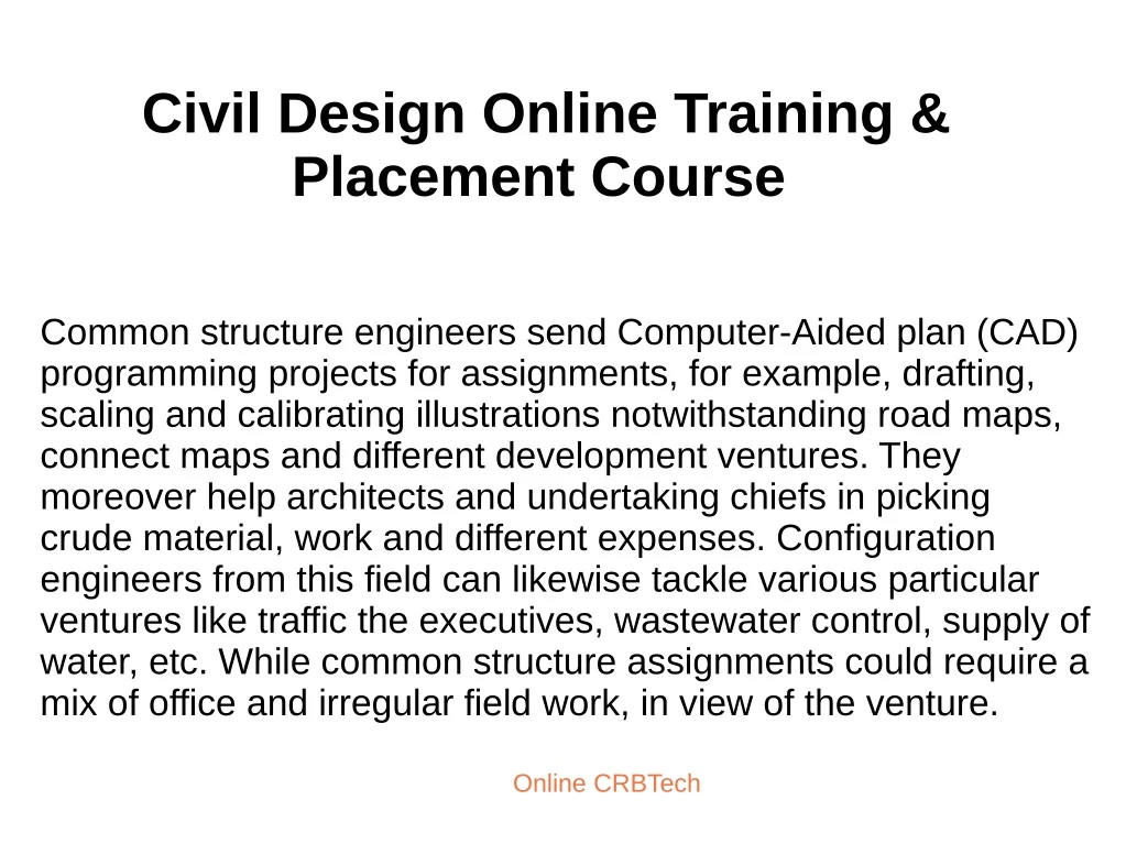 civil design online training placement course