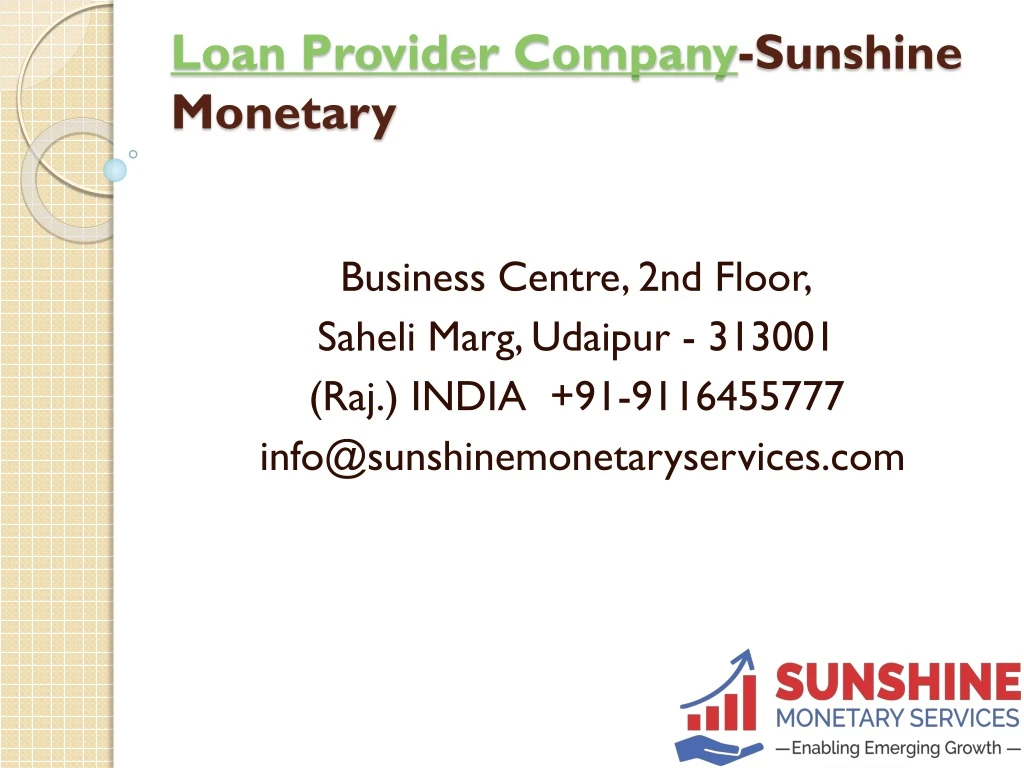 loan provider company sunshine monetary